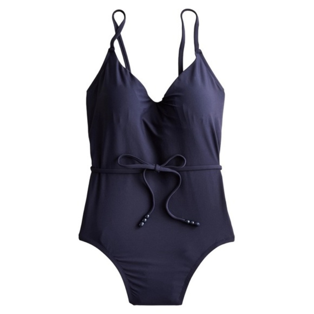 J.Crew‎ 20 plus size swimsuit Rounded V-neck One-piece Tie waist solid classic